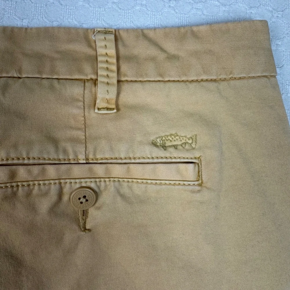 Orvis Chino Shorts Stretch Cotton Casual Mens 36 Light Yellow Khaki Classic Golf